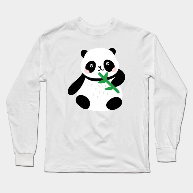 Panda - Cute Panda Long Sleeve T-Shirt by KC Happy Shop